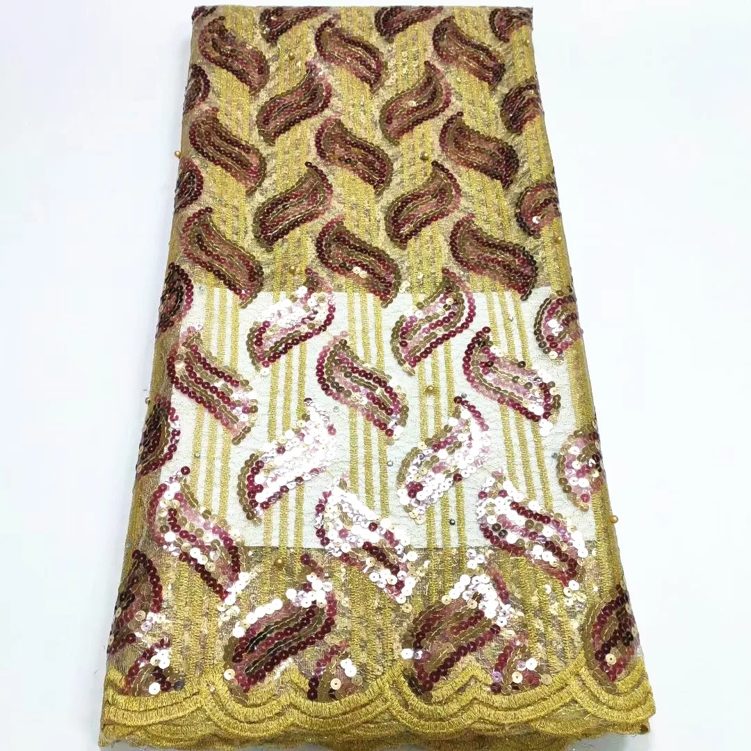 

Nigerian tulle Lace Fabric 2020 High Quality African french Lace With sequins Wedding dress Nigerian sequins Lace Fabric