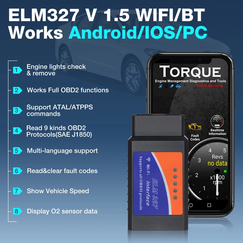 ELM327 V1.5 OBD2 Scanner PIC18F25K80 Chip Wifi ELM 327 Bluetooth elm327 Car Diagnostic Tool For iPhone/Android high quality auto inspection equipment