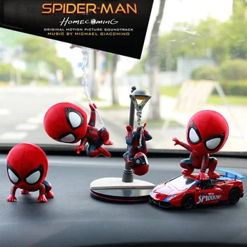 Spiderman Car Shaking Head Doll Interior Decoration Marvel Auto Interior Decoration Car Goods Automotive Interior Accessories 1