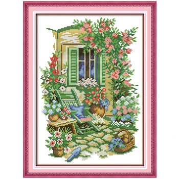 

Garden corner painting counted 11CT 14CT DIY kit Chinese wholesale Cross Stitch embroidery needlework Sets home decor
