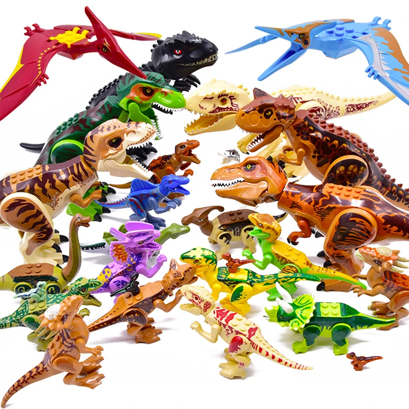Large Jurassic Dino World Tyrannosaurus Rex Wyvern Velociraptor Stegosaurus Building Kits Bolcks Dinosaur Figures Raptor Toy | Игрушки и