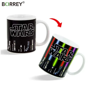

BORREY Unique Ceramic Coffee Mug Color Changing Mug Star Wars Lightsaber Mug Magic Mark Discoloration Cup Temperature Sensing
