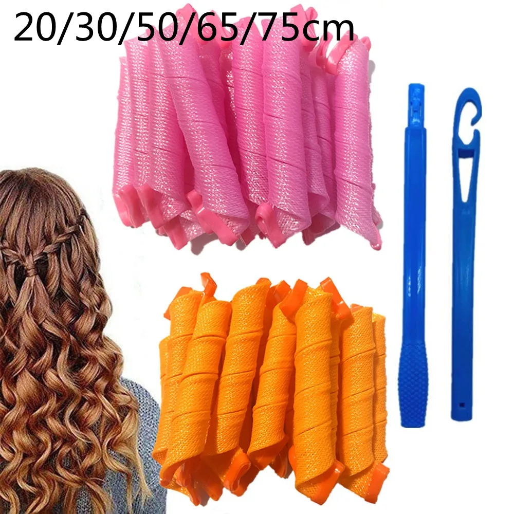 Rodillos mágicos para el pelo, rizador de pelo redondo en espiral, con forma de caracol, 20/30/50/65/75cm