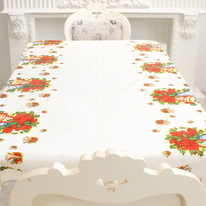 

Tablecloth Kitchen Dining Table Rectangular Party Table Covers Christmas PVC Ornaments Christmas New Year Home Decorations
