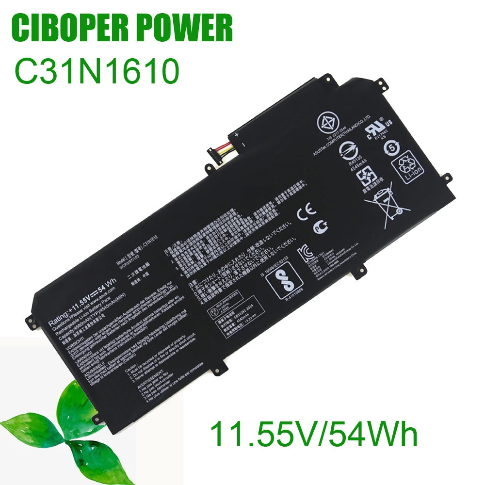 

CP Laptop Battery C31N1610 11.55V/54Wh/4680mAh For ZenBook UX330CA UX330CA-1A UX330CA-1C 0B200-02090100 Series Notebook