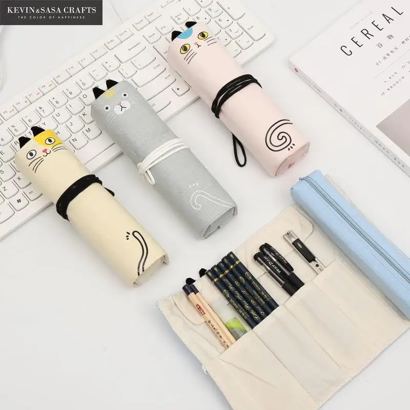 

Kawaii Cat Pencil Case Fabric Quality Cute School Supplies Bts Stationery Gift School Cute Pencil Box Pencilcase Pencil Bag