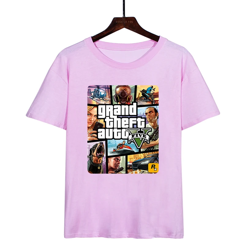Grand Theft Auto 5 Футболка Мужская Уличная Длинная с GTA 5 Футболка мужская и женская футболка s летние топы с коротким рукавом футболки GTA5 - Цвет: Зеленый