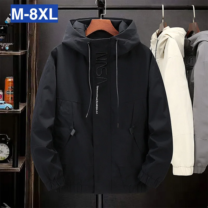 

Plus-sized Jacket Men's Spring And Autumn New Style Japanese-style Large Size Hooded Coat Men Loose-Fit Versatile Casual Tops Fa
