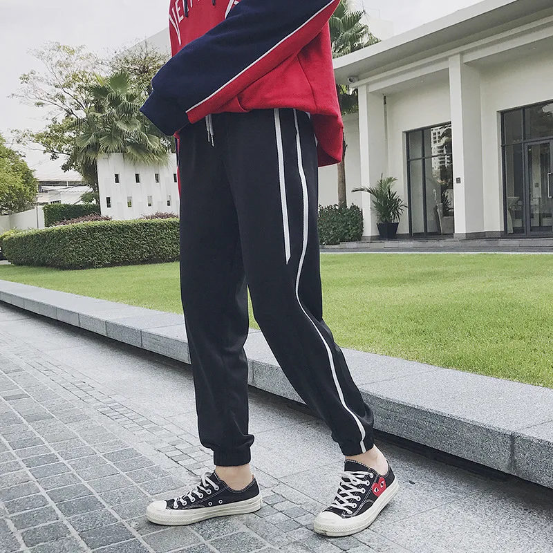 

Autumn Athletic Pants Men's Korean-style Trend Pants Men Korean-style Hong Kong Style Loose-Fit Beam Leg Casual Pants Thin Harem