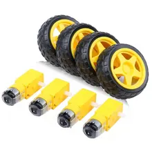 Moteur électrique cc avec moteur TT en plastique roue de pneu 3 6V moteur à engrenages à double arbre moteur de boîte de vitesses magnétique TT pour voiture intelligente Arduino