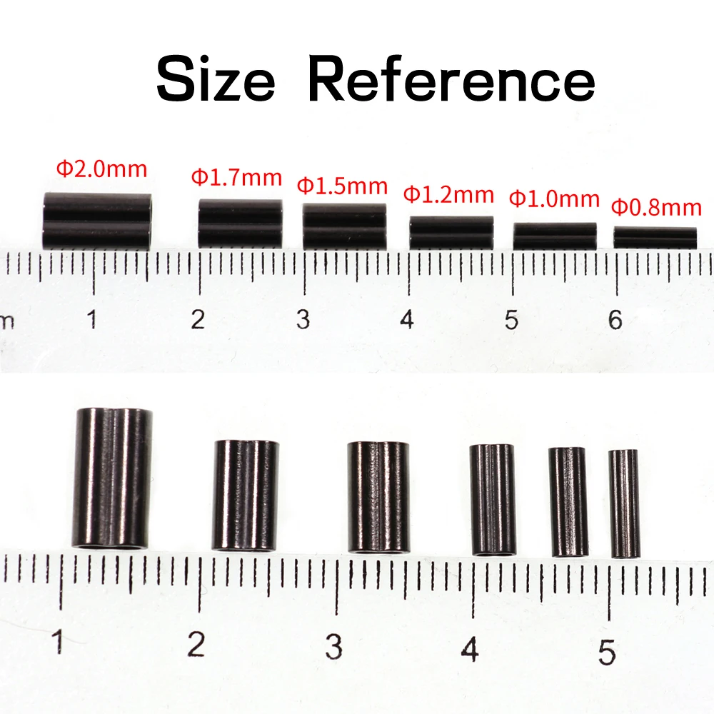 100pcs Black Mini Double Barrel Copper Sleeves for Mono Steel Wire