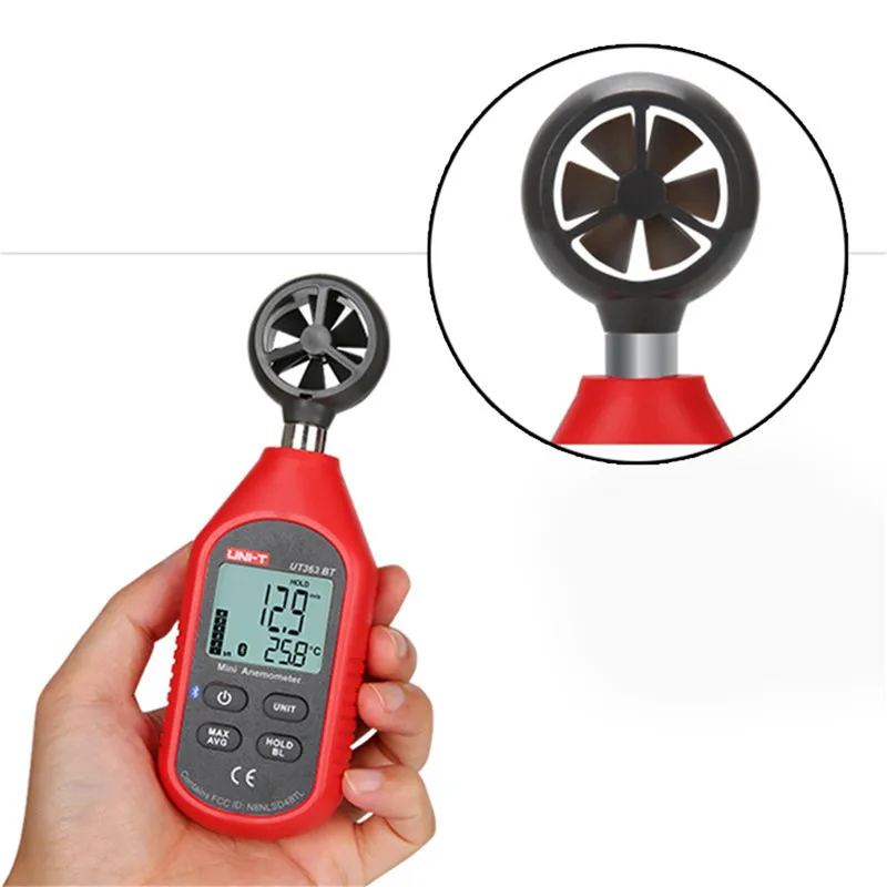 Мини измеритель скорости ветра UNI T UT363BT цифровой анемометр с Bluetooth и карманным