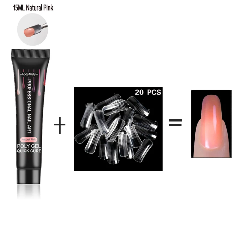 natural pink set 1 4 шт./компл. поли гель для ногтей Удлинитель Набор с Форма ногтей советы 4 цвета гель набор быстрое строительство для ногтей для наращивания ногтей кисть - Цвет: natural pink set 1