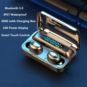 

F9-5 TWS Bluetooth 5.0 Earphone Wirelss 9D Stereo Bass Mini Earbuds Waterproof Headset With 2000mAh Charging BOX For IOS Android