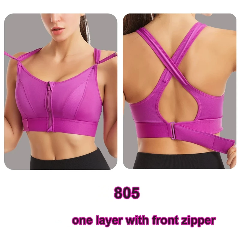 Sexy Sports Bras for Women Padded Shockproof Wireless Gym Yoga Bra Zipper  Front Closure Croptop Corsets (Color : Green, Size : L/Large/12)