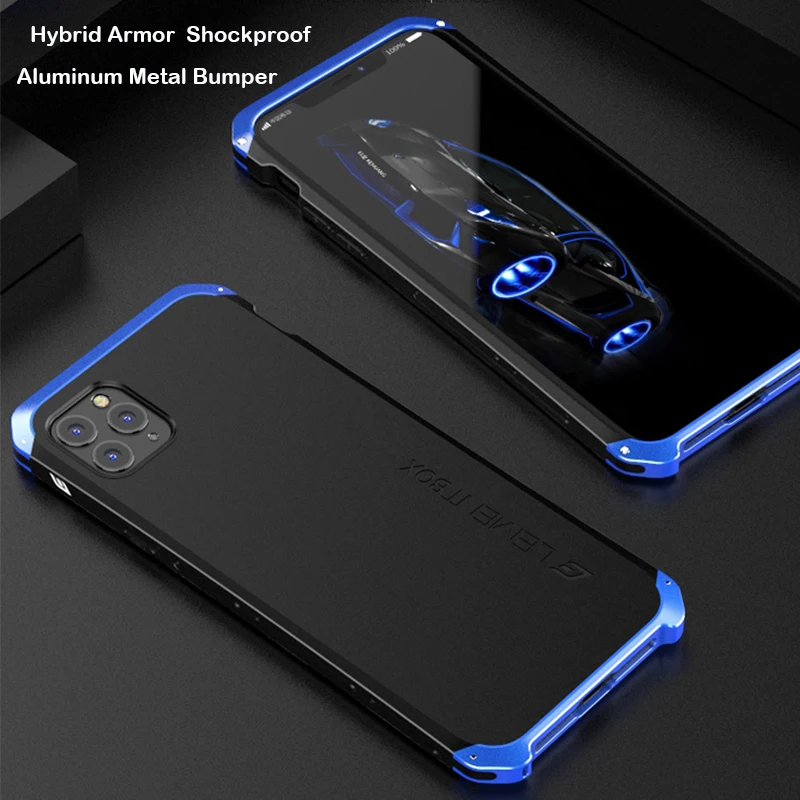 Shockproof Armor Phone Case For iPhone 13 12 Pro MAX 13 Mini 11 XS XR SE 2 8 7 6 Case Aluminum Metal Bumper Matte PC Cover Coque