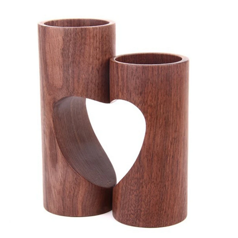 

Heart-Shaped Aromatherapy Candle Holder Simplicity Wooden Crafts Modern European Home Decoration Wedding Candlestick