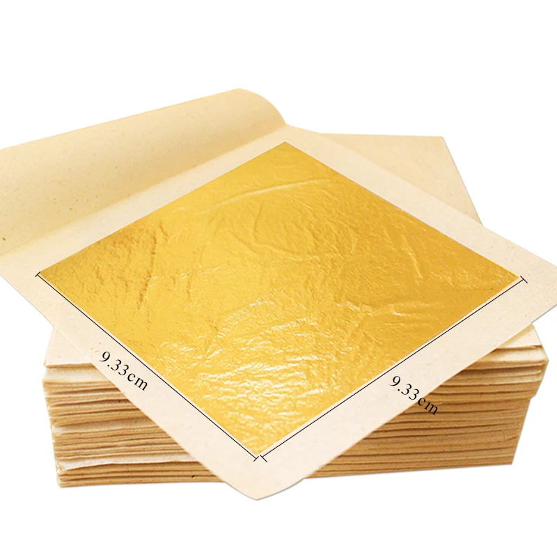 24K лист золота Съедобные Листы Из золотой фольги для украшения торта маска для лица искусство ремесла Бумага для дома 10 шт. настоящая Золотая фольга позолота - Цвет: 9.33X9.33cm
