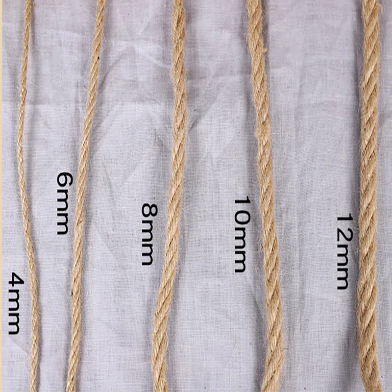 10M Natural Jute Rope Twine Rope Hemp Twisted Cord Macrame String DIY Craft Handmade Decoration Pet Scratching 4mm-12mm jute rope,macrame cord