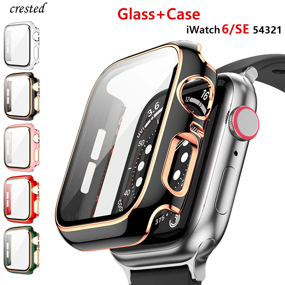 Vetro + Cover Per Apple Watch Case 45Mm 41Mm 44Mm 40Mm 42Mm 38Mm 44 Iwatch Bumper + Screen Protector Apple Watch Series 3 4 5 6 Se 7