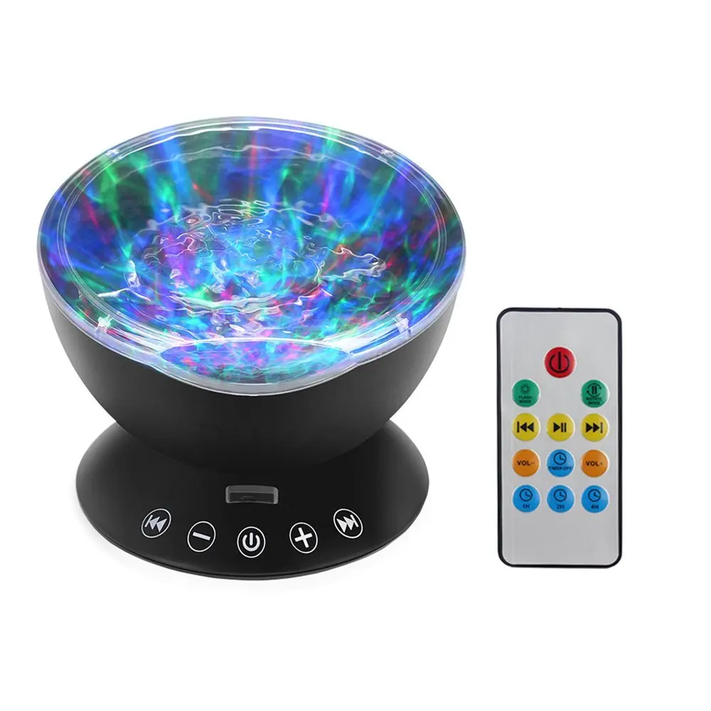 bathroom night light Decorative Night Light Kids LED  Projection Night Light Remote Control Ocean Wave Projector With Music Player For Gifts Idea cool night lights Night Lights