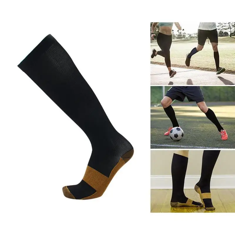 Compression Socks 1 Pair Unisex Copper Anti Fatigue Pain Relief Knee High 15-20 mmHg For ONDREJ
