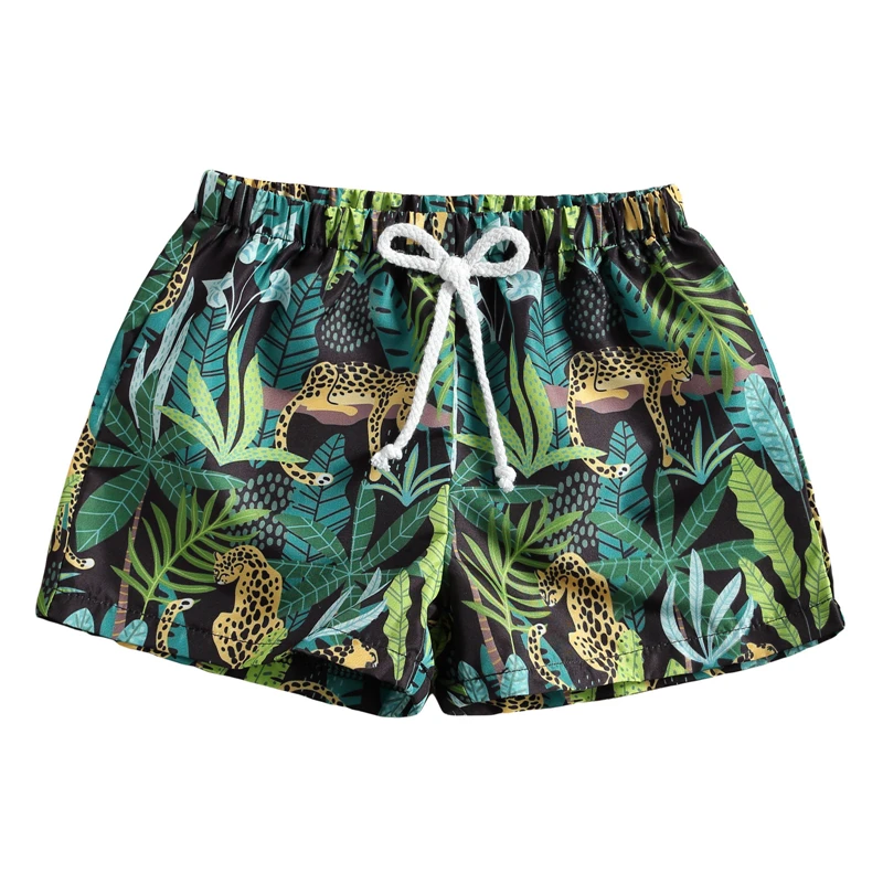 Pantalones cortos con estampado de dibujos animados para niños, bañadores con estampado de animales, elásticos, Estilo de vacaciones, para playa, 2021