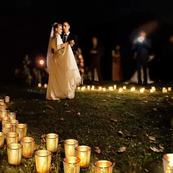

12 Pcs Votive Candle Holder Mercury Glass Tealight Candle Holder for Wedding Parties Hotel Cafe Bar Decoration