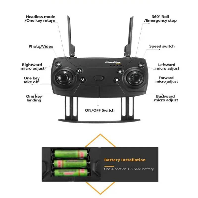 Квадрокоптер E58 складной Радиоуправляемый 1080P 5 МП 2 4 ГГц Wi Fi FPV|Робот с камерой| |