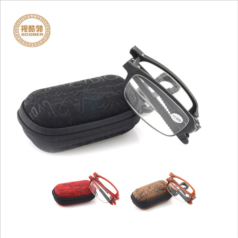 

Best selling explosion-proof folding reading glasses tr90 resin ultra-light exquisite anti-fatigue glasses with glasses case
