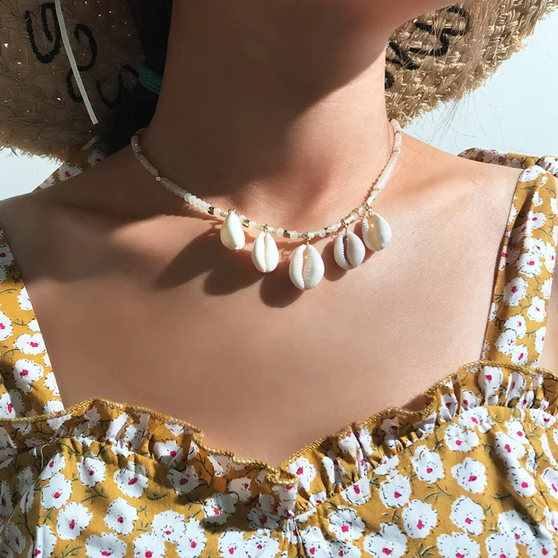 

New Fashion Creative Womens Simple Choker Necklace Beads Series Natural Shell Joker Pendant Necklaces Jewelry For Girls Summer