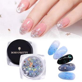 

BORN PRETTY Nail Sequins Hollow Star AB Gradient Silver Colorful Nail Art Decorations Nail Designs Decors Tips