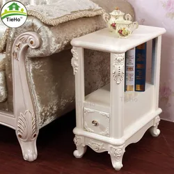 TieHo mesita de noche de estilo europeo, mesa de centro para sala de estar, sofá lateral, mesita de noche estrecha, mesa cuadrada con cajón