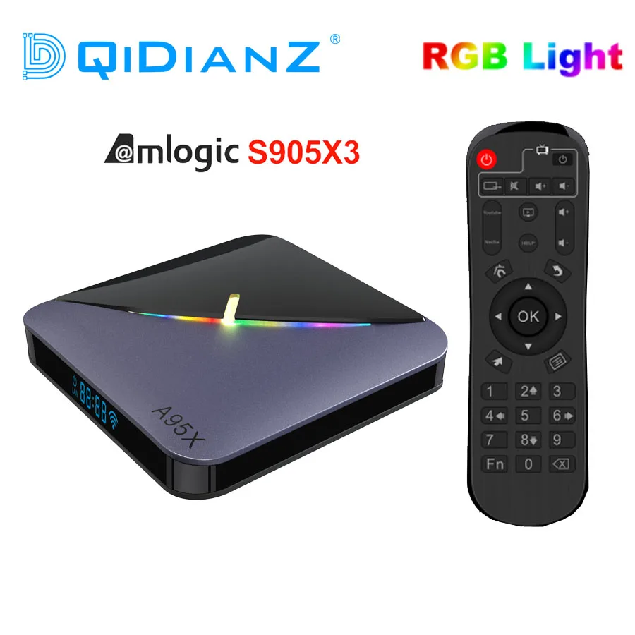 A95X F3 Amlogic S905X3 RGB светильник ТВ приставка Android 9,0 8K 60fps Wifi медиаплеер A95XF3