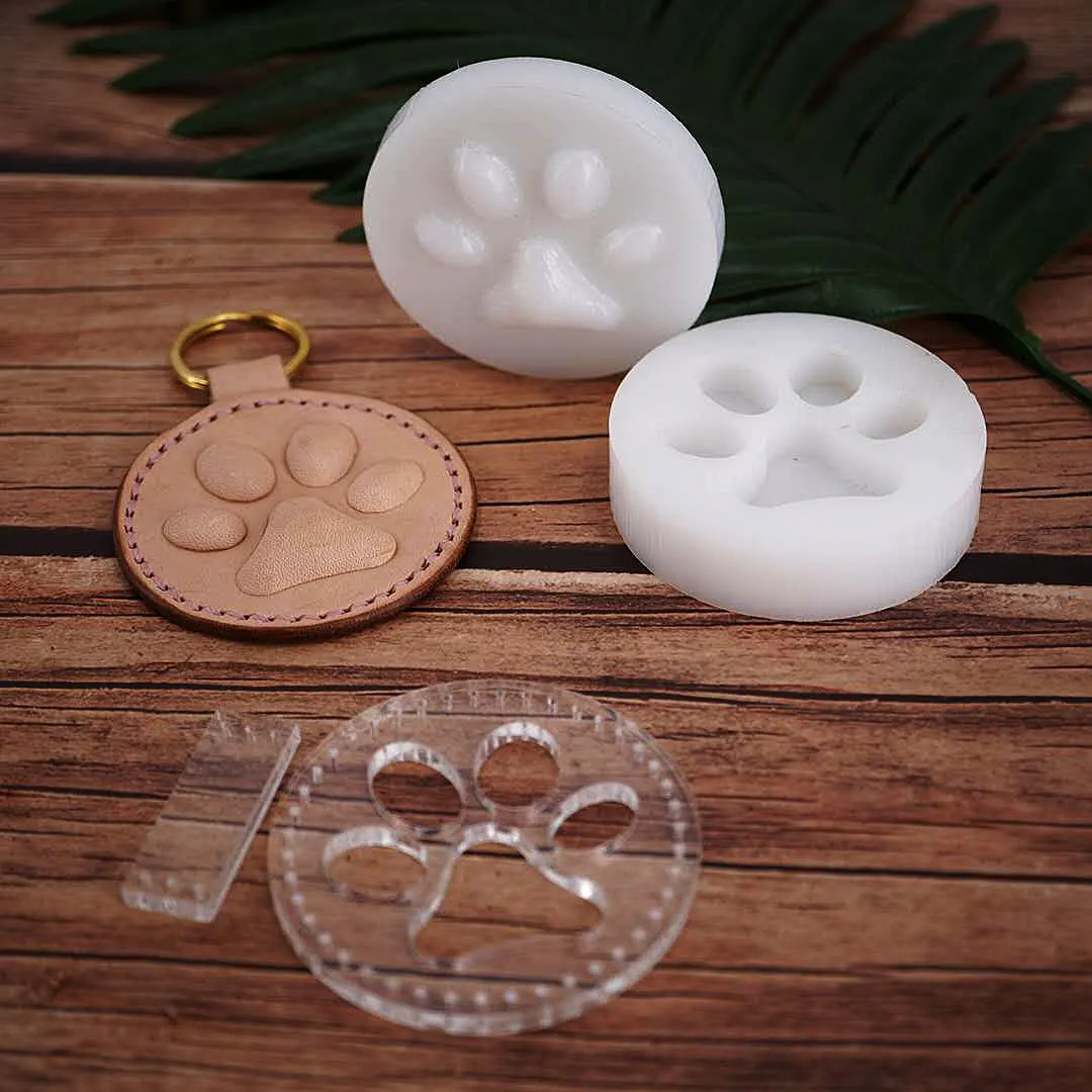 Leather Craft Key Ring DIY Handing Decoration Dog Cat Paw Shape Plastic Mold Die Cutting Mould Set 60mm leather craft tool kit,leather craft tools,leather craft tool