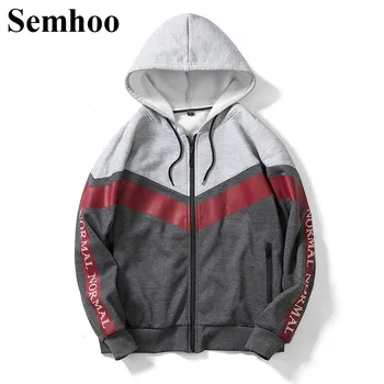 

2019 Spring Autumn Men's Hooded Sweatershirt Casual Loose Color Matching Stripes Simple Sweatershirt Men's Plus Size S---XXL