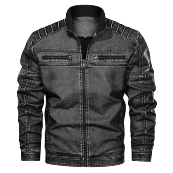 

Men's PU Leather Jackets 2019 Winter New Warm Fleece Bomber Jacket and Coats Motorcycle Male PU Outerwear Plus size 5xl WD031