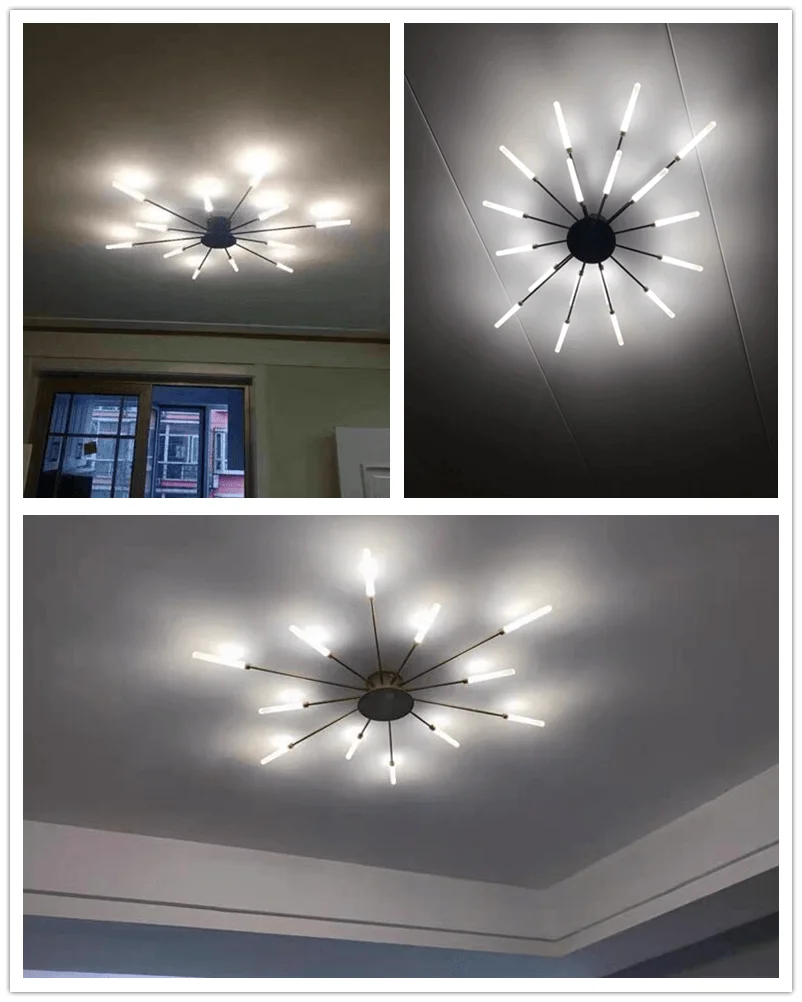 Led Firework Chandelier Dimmable For Living Room Bedroom Modern Ceiling Chandelier Dining Room Ceiling Lamp With Remote Control