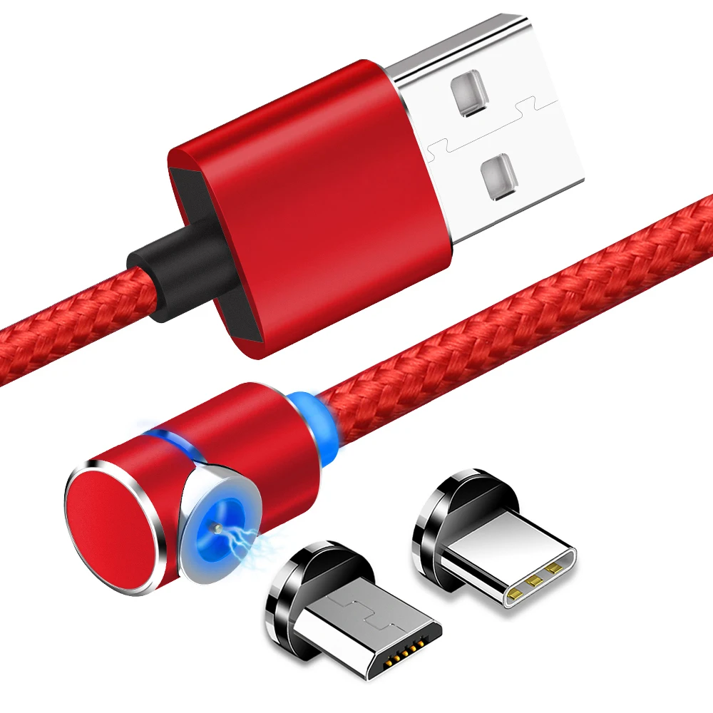 

1M 2A Magnetic Micro USB Cable For Xiaomi Redmi Type C Android Plug Cable For Huawei Honor Aluminum Elbow Magnetic Charg Cables