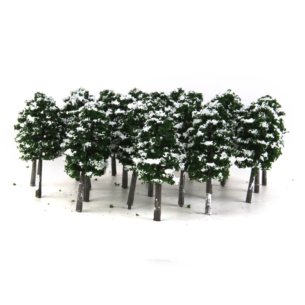 Pack of 20 Model Trees Railroad Snow Scenery 1:150 Deep Green