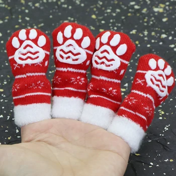 Cute Christmas Dog Cat Shoes Anti slip Puppy Socks For Christmas Warm Dogs Knit Socks