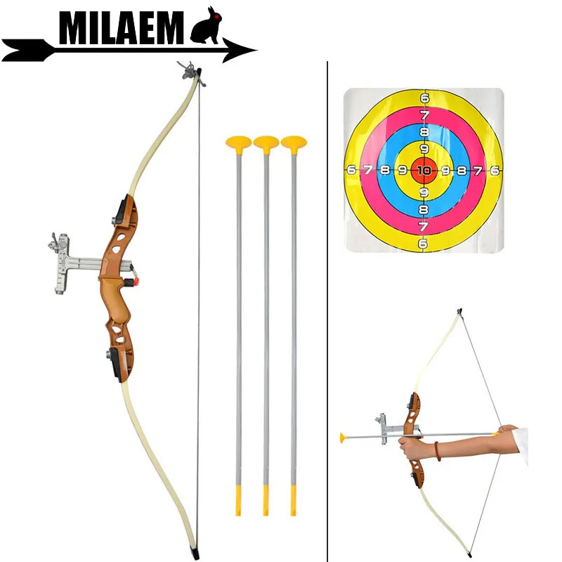 

Archery Recurve Bow And Arrow Set Soft Plastic Sucker Arrow Target Paper Sport Toys Games For Kids Gift Shooting Accessories