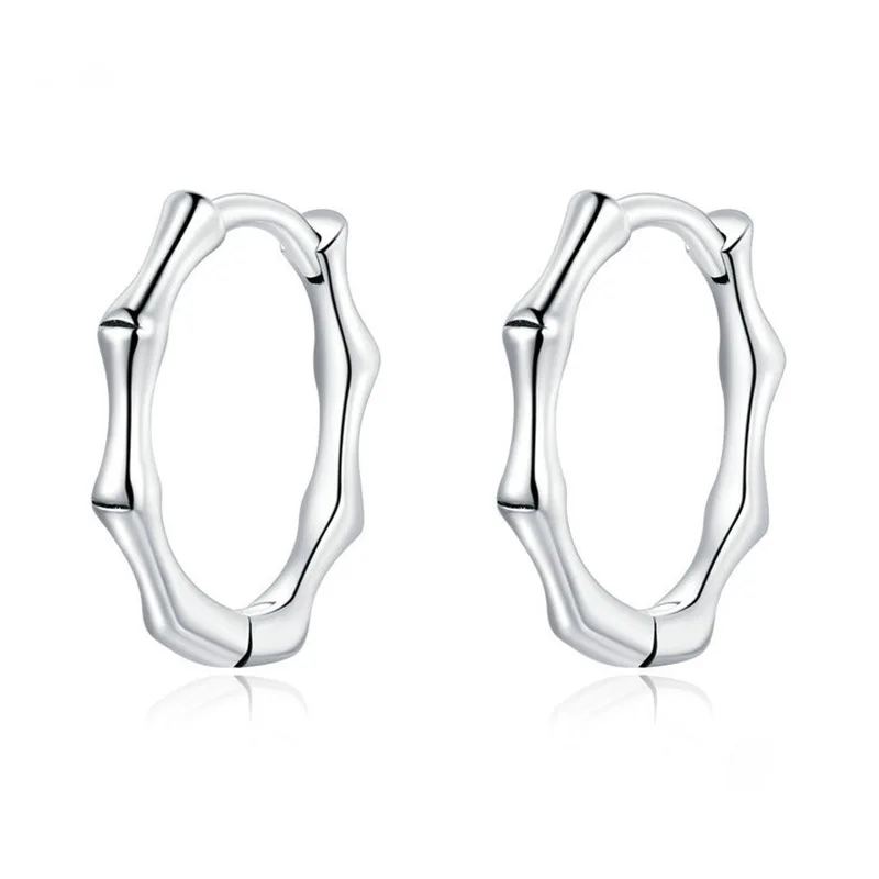 Trendy Smooth Bamboo Hoop Earrings for Women Elegant Simple Daily Wear Temperament Women's Wedding Party Jewelry | Украшения и