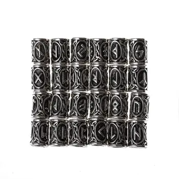

24pcs/set Futhark Viking Runes Tube Spacer Beads Jewelry Making Beards Hair Bead DIY Necklace Bracelet Handmade Accessories