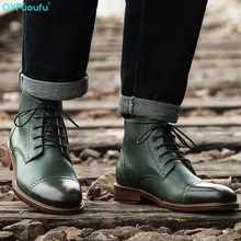 QYFCIOUFU/мужские ботинки для верховой езды из натуральной кожи; мужские короткие ботинки «Челси» в стиле ретро; деловая обувь с высоким берцем для отдыха; сезон осень-зима; из воловьей кожи