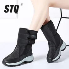Г., STQ зимние ботинки женские ботильоны женские замшевые теплые плюшевые ботинки Женская водонепроницаемая обувь на плоской подошве, 1618