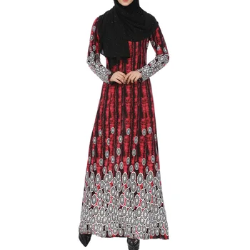 

Abaya Jilbab Muslim Maxi Dress Dots Print Plus Size Kaftan Long Dress Vintage Fashion Islamic Clothings Ankle-Length Long Robe