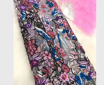 

Latest African Net Lace Fabric 2020 High Quality Sequins Nigerian Lace Fabrics 5Yards French Tulle Lace Material YYZ0998