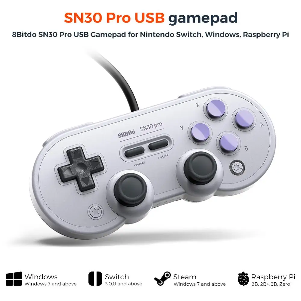 

8BitDo Wired SN30 Pro USB Gamepad Rumble Vibration Turbo Function USB cable for Nintendo Switch Windows Raspberry Pi SN Edition