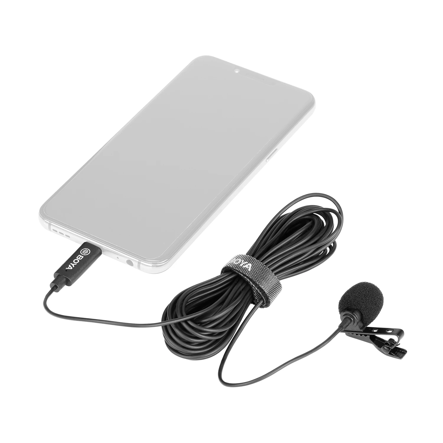 BOYA BY-M3 Lavalier Lapel Microphone mini Mic Omnidirectional Single Head  6 Meters Cable Compatible with USB Type-C Interface